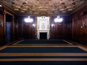 Versailles Dining room with gold ceiling. 