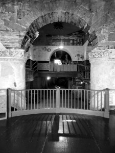 Alster Tower- looking down at the two-lane bowling ally.