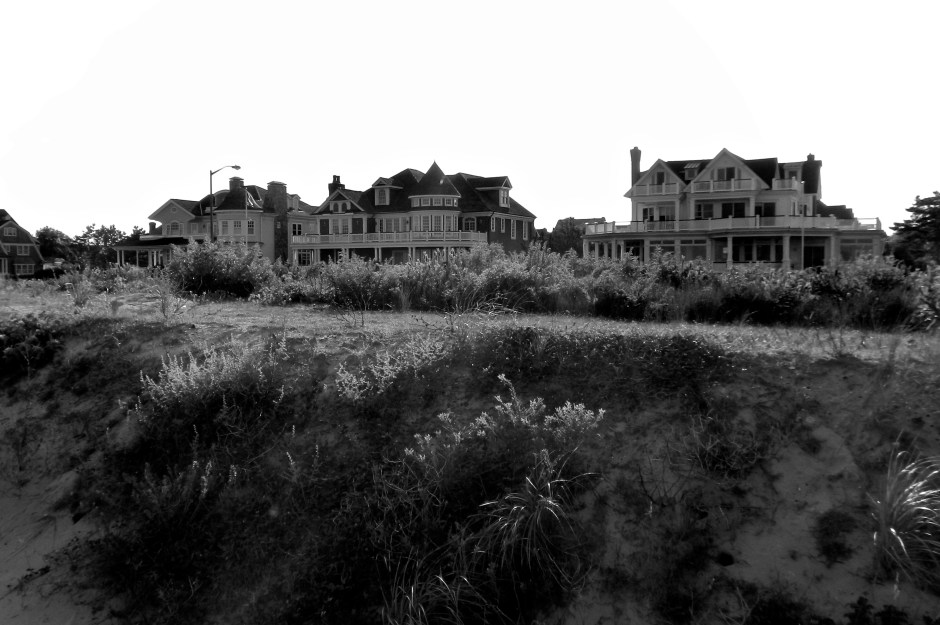 Multimillion dollar homes along the beach. 