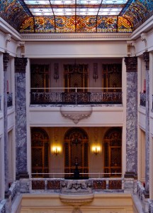 Looking form the second floor west balcony towards the east side.