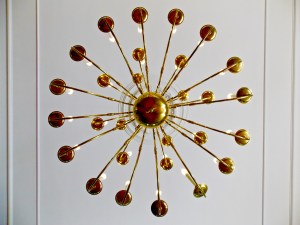 Chandelier in ballroom