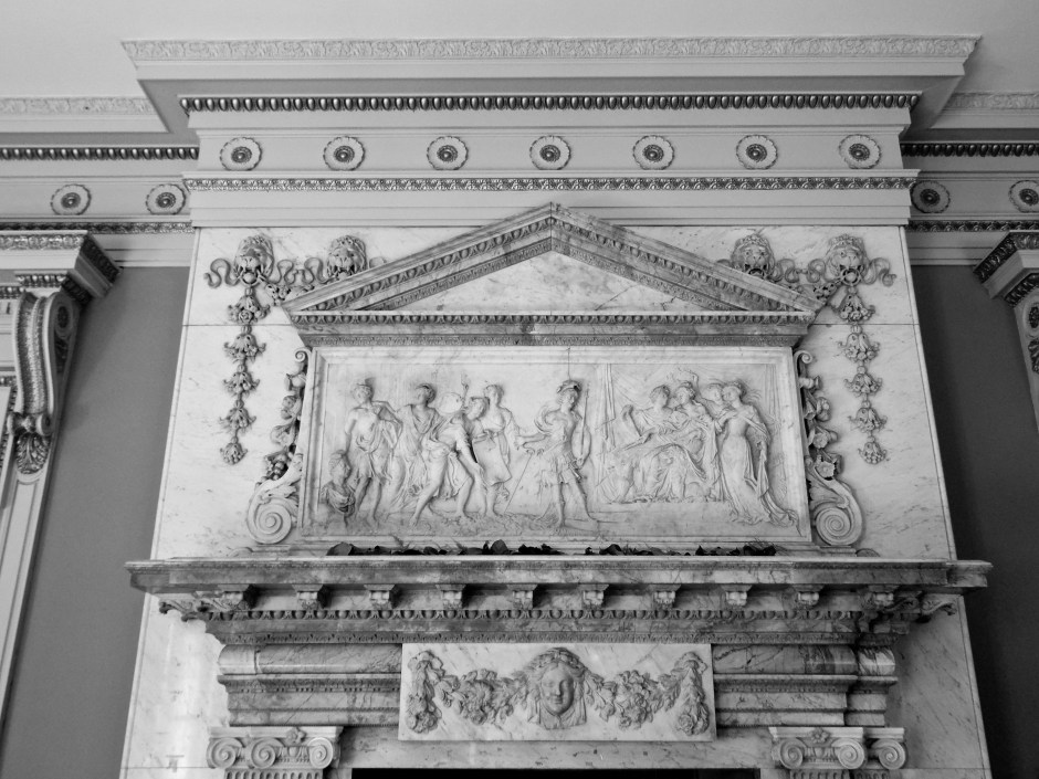 Mantle in entry hall